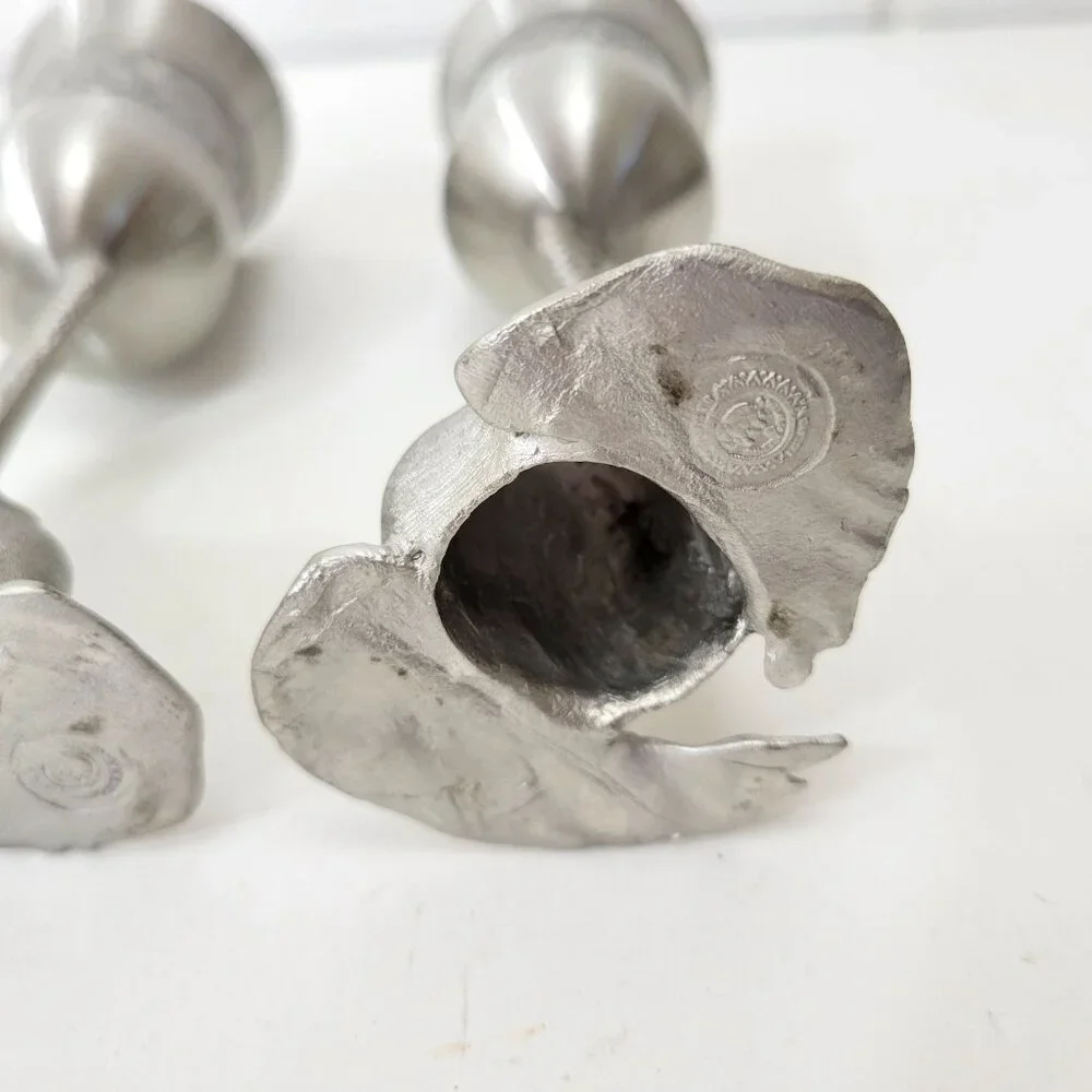 Elephant-Themed Pewter Wine Goblets Pair - Picture 4 of 11